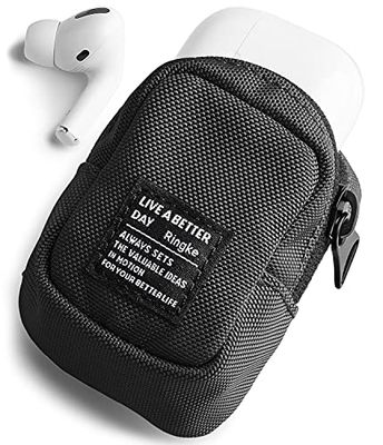 Ringke Mini Pochette Coque AirPods Pro 2, AirPods Pro, AirPods 3, AirPods, Samsung Galaxy Buds 2 Pro, Buds Pro, Buds 2 Mini Pouch Accessoires Pochette Écouteurs - Block (Black)