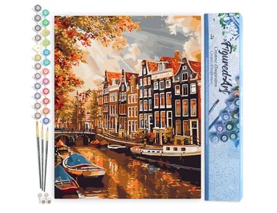 Figured'Art Peinture par Numéro Adulte Soleil à Amsterdam - Activité Manuelle Kit de Loisir Créatif DIY Numéro d'Art Complet - 40x50cm sans châssis en bois