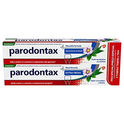 Parodontax Dentifricio Freschezza intensa Dentrifice, Alleviare la sensibilità dentale, Extra Fresh, Confezione da 2 x 75 ml