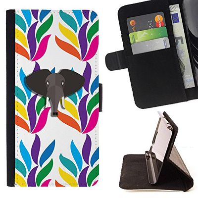 BeanShells [ MICROSOFT LUMIA 850 Case [ Flip Cover Leather Wallet ] - Elephant Floral Rainbow