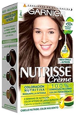 Garnier Nutrisse Creme Coloración Permanente Con Mascarilla Nutritiva De Cuatro Aceites - Castaño 4