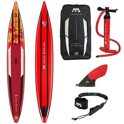 Aqua Marina Race Elite, Inflatable Stand Up Paddle Board (iSUP) Package, 427 cm Length, Red/Orange, 2022