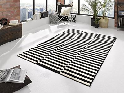 Hanse Home Design veludo tapete de cabelo curto painel, polipropileno, preto/creme, 160 x 230 x 0,9 cm