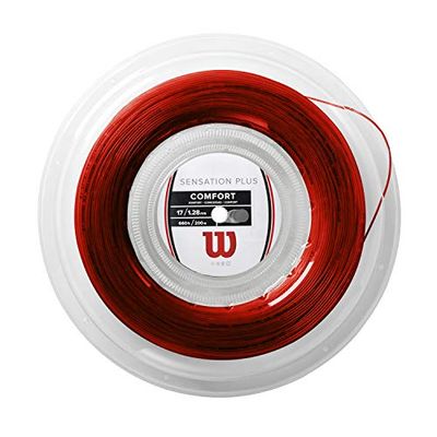 Wilson Sensation Plus, WR830050117 Bobina di Corda per Racchette da Tennis, Calibro 17 (1.28 mm), Rosso