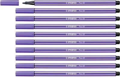 Marcador premium STABILO Pen 68, caixa com 10 unidades violeta
