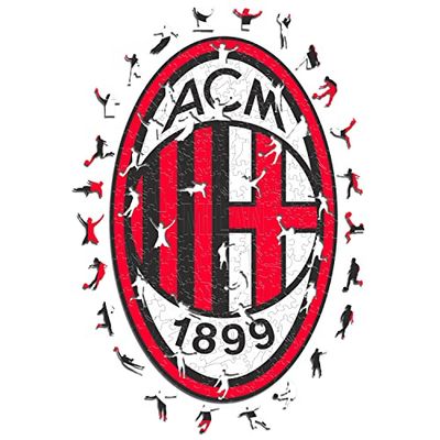 Iconic Puzzles, Milan Logo, Prodotto ufficiale, Puzzle di Legno per Adulti e Bambini, Legno 100% Sostenibile, Taglia L 500 Pezzi