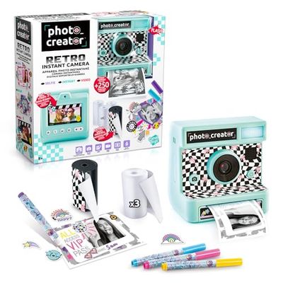 Canal Toys - Photo Creator - Cámara Instantánea Retro Azul con Flash para Imprimir Fotos +250 fotografías - Kit con Cable USB, Rotuladores y Pegatinas - CLK019