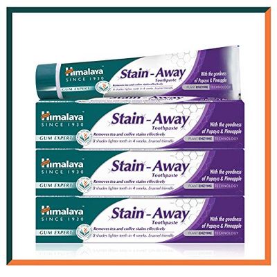 HIMALAYA HERBALS Enamel Friendly Stain - Away Toothpaste – Removes Tea and Coffee Stains Effectively – for Stain-Free Smile, 75 ml (Saver Pack - Pack of 3)