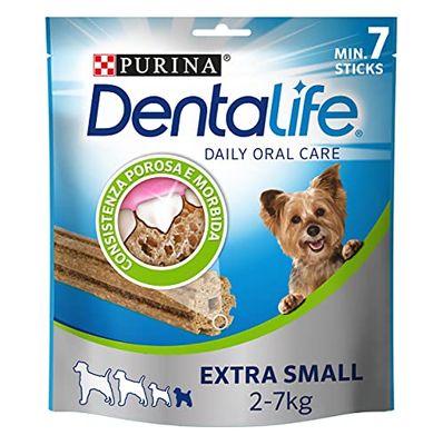 Dentalife Purina Daily Oral Care Extra Small, Dentalsnack, mondhygiëne voor zeer kleine honden, speelgoed, 7 stokken, 6 stuks