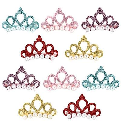 10Pcs Crown Shape Pet Hairpin 5 Colors Pet Hair Clip Grooming Hair Accessories for Small Medium Dogs, ‎Multicolour, (47)