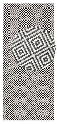 NORTHRUGS Tappeto per interni ed esterni, 80 x 200 cm, resistente alle intemperie, moderno motivo geometrico a quadretti, per balcone, terrazza, giardino, veranda, soggiorno, impermeabile, colore nero