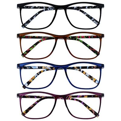 OPULIZE Arc 4 Pacco Grande Occhiali Da Lettura Nero Marrone Blu Porpora Uomo Donna RRRR66-1235 +3,50