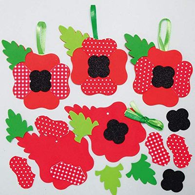 Baker Ross AX215 Kit Decorazioni Combinabili Papaveri - Confezione Da 8 Pezzi, Per Bambini Per Il Gorno Della Memoria
