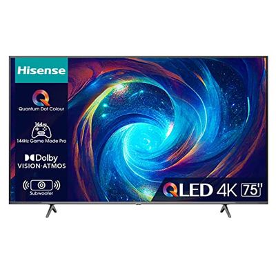 Hisense 75" QLED 4K 2023 75E7KQ PRO, Smart TV VIDAA U7, Dolby Vision IQ, HDR 10+ Adaptive, 144Hz Game Mode PRO, Alexa Built-in, VIDAA Voice, Tuner DVB-T2/S2 HEVC 10, lativù 4K