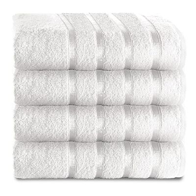 GC GAVENO CAVAILIA Egyptian Thick Absorbent GSM [Pack of 4-White ] Gaveno Cavailia Kensington Lot de 4 essuie-Mains en Coton égyptien épais et Absorbant 500 g/m² Blanc, Hand Towel (50x80 Cm)