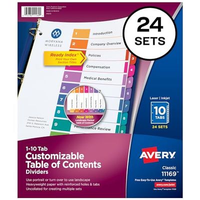 Avery 11169 Multicolor - Divisor (Multicolor, Letter, 215,9 mm, 279,4 mm)