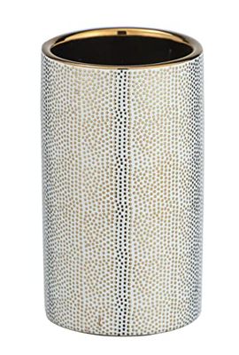 Wenko Cup Nuria Gold/White Holder for Toothbrush and Toothpaste, Ceramic, 6 x 10 x 6 cm
