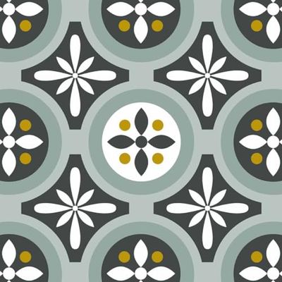 Draeger Paris - Stickers carrelage 15x15 cm Motifs Floraux Vert d'eau