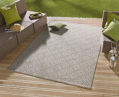 NORTHRUGS Tappeto per Interni ed Esterni, 80 x 150 cm, Resistente alle intemperie, Moderno, Geometrico, per Balcone, terrazza, Giardino, Giardino, Soggiorno, Impermeabile, Blu
