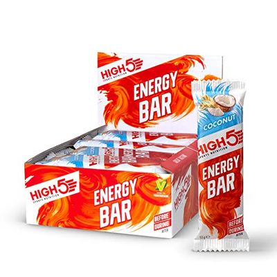 HIGH5 Energy Bars - High Carb Energy Bars for Running, Cycling & Hiking - Vegan Oat Bars with Real Fruits - Healthy Snacks for Adults - Snack Bars Multipack for Training & Racing (12x55g, Coconut)