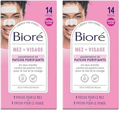 Biore Assortiment de 14 Patchs Purifiants NEZ + VISAGE (Lot de 2)