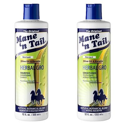 Mane 'n Tail Herbal Gro Shampoo and Herbal Gro Conditioner Kit (Pack of 2) 2x355ml - Olive Oil Complex. Blended with Natural herbs. Protect your hair from damaging styling.