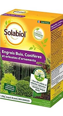 SOLABIOL Engrais Conifères et Arbustes d'ornement - 1,5 Kg - 100% Organique - Action Longue Durée SOCONY15