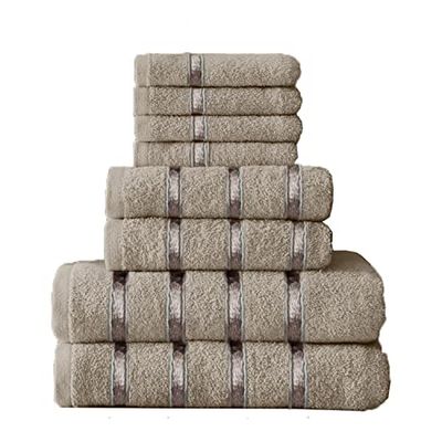GC GAVENO CAVAILIA Premium 100% Combed Cotton Bath Sheets Set, Super Soft and Highly Absorbent Bathroom Towels, Silver, 8PK Boston Bale