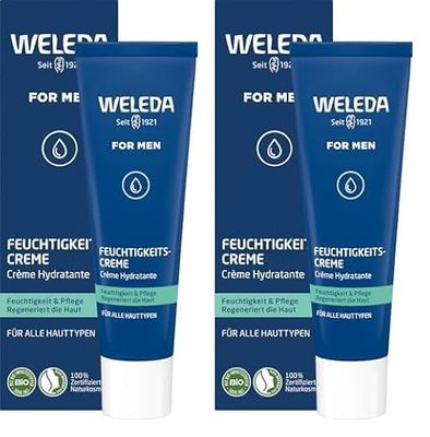Weleda For Men Crema Idratante, di facile assorbimento, migliora la compattezza della pelle sostenendo i naturali processi di rigenerazione cellulare, (1X30 ml) (Confezione da 2)