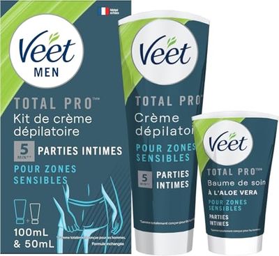 Veet Men Ontharingskit voor Intieme Delen – Ontharingscrème in Aftercare Balsem – 100 ml + 50 ml