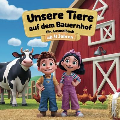 Unsere Tiere auf dem Bauernhof - Ein Ausmalbuch für Kinder ab 4 Jahren mit 50 Tierausmalbildern