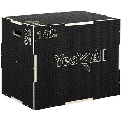 Yes4All CFL8 3 en 1 Caja de Madera con Superficie Antideslizante, 40.6 cm x 35.5 cm x 30.4 cm, Plataforma Pliométrica para Entrenamiento de Salto, Cajas de Salto para Gimnasio en Casa