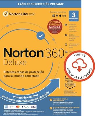 Norton 360 2024 | Deluxe | 3 Dispositivo | 1 Usuario | 12 Meses | PC/Mac | Bundle with Logitech | Código de activación enviado por email