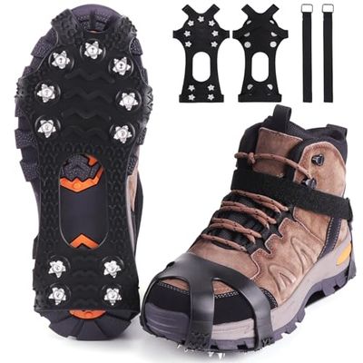 Rajvia Schoennoppen voor antislipschoenen, 11 tanden, universele ijspikes voor sneeuw, ijs, wandelen, jagen en wandelen in de winter