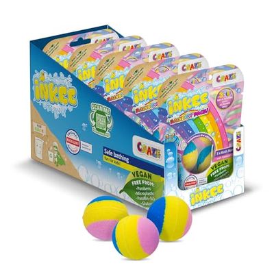 INKEE Rainbow Bath Bombs for Kids: 15 Marshmallow Scented Bath Bombs with Almond Oil (5 Multipacks of 3)