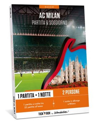 Tick&Box, Cofanetto Regalo, AC Milan Soggiorno, 1 Partita + 1 Notte, 2 Persone, Notte in Albergo a Milano