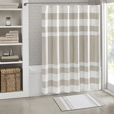 Madison Park – SPA Reversible Alfombra de baño de algodón – Gris Topo – 20 (W) X 30 (L) – Rayas – Alfombrillas de Baño Agua Absorbent- rápido Drying- – Tacto Suave – Elegante y Sofisticado