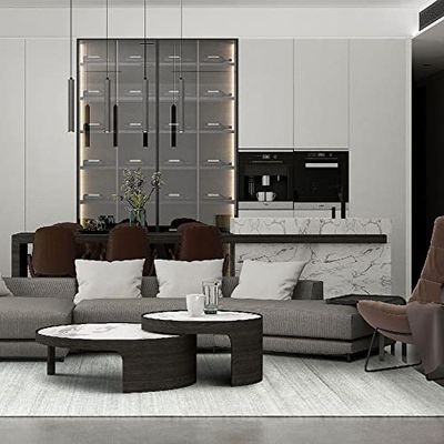 HAMID Vloerkleed van kavir wol, effen, modern, zacht, handgeweven, vloerkleed voor woonkamer, slaapkamer, woonkamer, ivoor (400 x 300 cm)