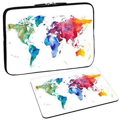 PEDEA Design skyddsskal notebook väska upp till 39,6 cm (15,6 tum) med design musmatta, Color World