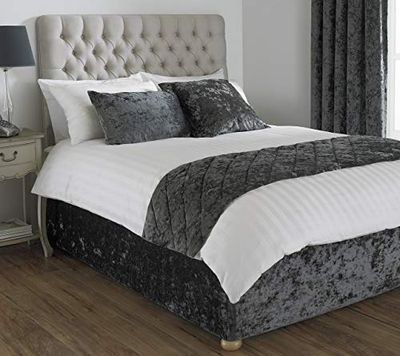 Riva Paoletti Verona Bed Wrap - Pewter Grey - Velvet Feel - Crushed Velvet Look - Elasticated - 100% Polyester - Super King Size - 180 x 200 x 50cm (53" x 74" x 20" inches) - Designed in the UK