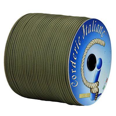 Paracord 550 Type III Basic, beige/donkergroen 4 mm - 50 m, kern 7 draden, 100% Made in Italy 06079248 Corderie Italiane