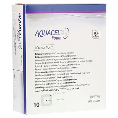 Adesivi quadrati Aquacel AG Foam dressing, 10 x 10 cm