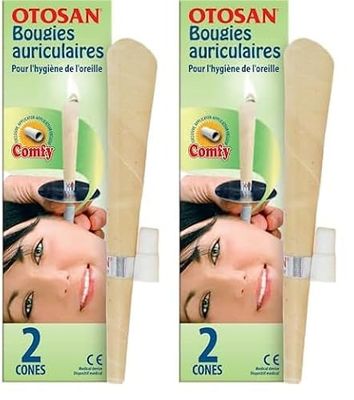 Otosan Bougie Auriculaire – Pour l'Hygiène de l'Oreille, Elimine le Cérumen – Cire d'Abeille et Propolis – Confortable, Sûr Avec Applicateur Comfy – Dispositif Médical Certifié CE – 2 Bougies
