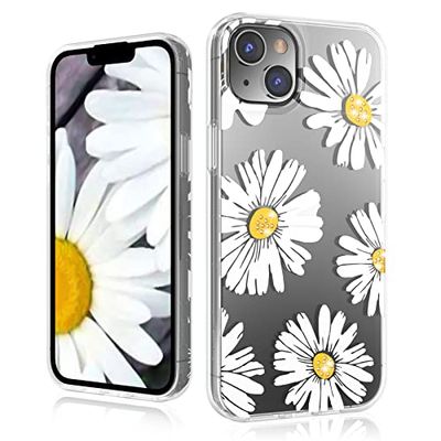 MYBAT PRO Slank helder kristal hoesje voor iPhone 14 hoesje 6,1 inch, schattige stijlvolle sfeerserie voor vrouwen meisjes schokbestendige niet-vergelende beschermhoes, bling diamant bloempatroon, wit