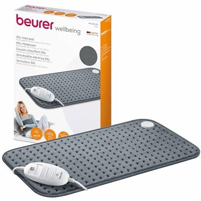 Beurer Verwarmingskussen HK 123, behaaglijk warmtekussen met 3 temperatuurstanden en automatische uitschakeling, machinewasbaar, made in Europe, XXL-formaat 60 x 30 cm