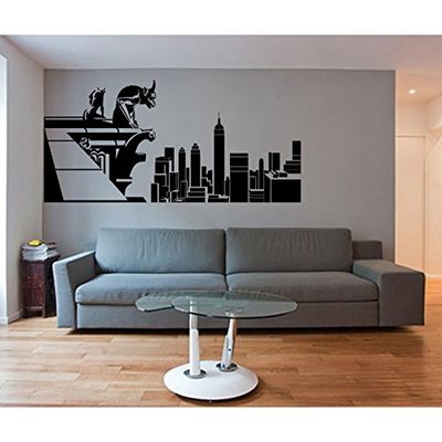 Stickers Gargouille et New York - Rouge, L 160cm x H 80cm