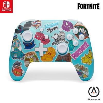 PowerA Controller Senza Fili avanzato per Nintendo Switch - Sticker mania di Fortnite, Nintendo Switch modello OLED, Nintendo Switch Lite, Gamepad, controller di gioco, controller Bluetooth