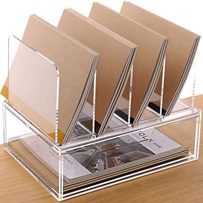 HeZone Accessoires de bureau en acrylique, organiseur de bureau avec tiroir pour bureau, organiseur de bureau en acrylique transparent pour le travail