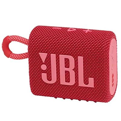 JBL GO 3 draadloze, draagbare Bluetooth luidspreker met geïntegreerde lus voor onderweg, USB C-oplaadkabel, rood