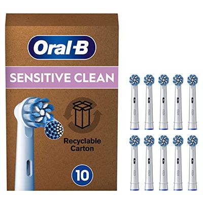 Oral-B Pro Sensitive Clean Recambios para Cepillo de Dientes Eléctrico, Pack de 10 Cabezales, Blanco - Originales (Tamaño Buzón)